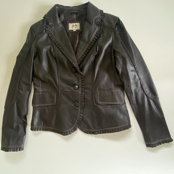 Scully Leather Dark Brown Western Style Blazer Jacket L - Picture 5 of 14